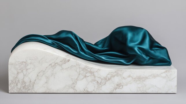 Teal Silk Draping on Marble Base Gigapixel v2 6x