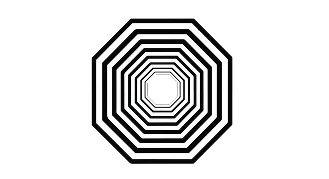 Octagon shapes create a hypnotic tunnel effect with repeating black lines.
