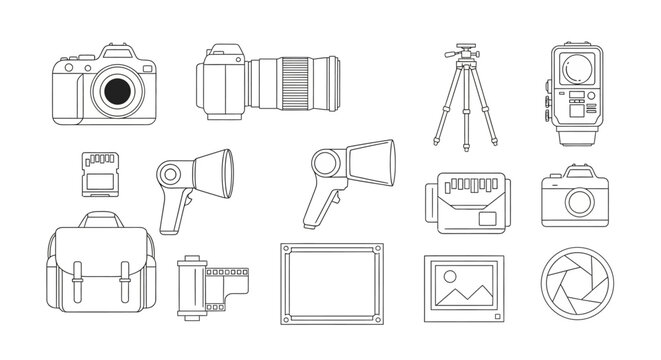Camera and photography equipment icons.