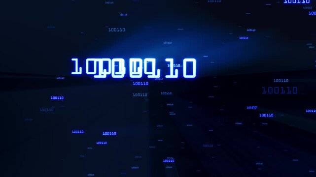 Computer database binary code on blue light background