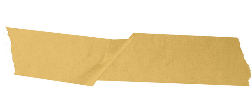 Yellow masking tape stripe with torn edge isolated on transparent background png, sticky paper strip title bar for labels and design elements
