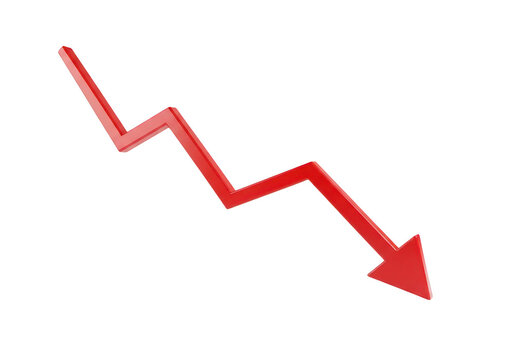 downward trend arrow in red on transparent background high quality professional detailed