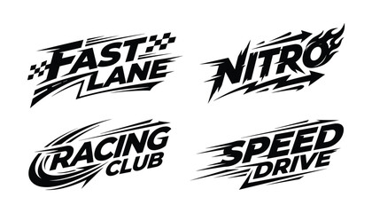 Racing Logo Set Fast Lane Nitro Speed Drive Motorsport Vector Design © Craft Designer