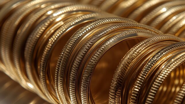 Detailed Close-ups of Luxury Gold Bangles and Jewelry Elements, Symbolizing Wealth and Investment Opportunities