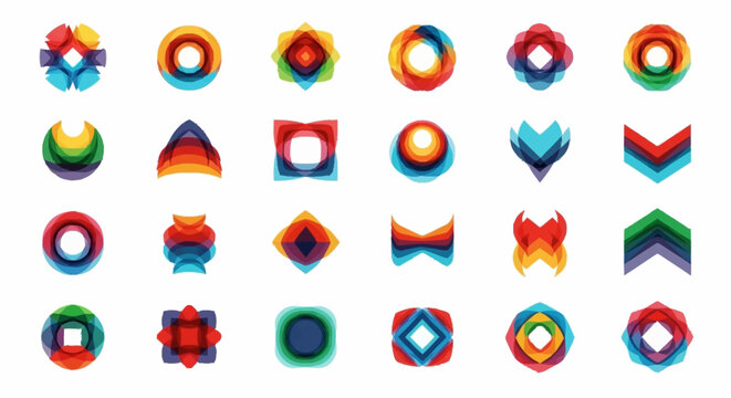Colorful Geometric Shapes Icons Set.