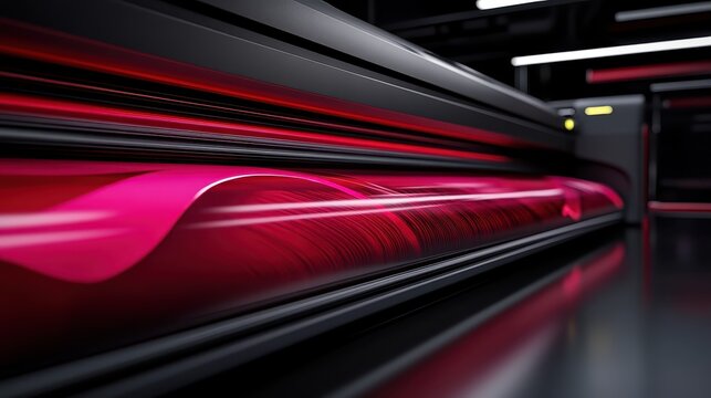 Vibrant modern large format inkjet printing process producing colorful material with sharp details