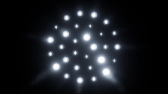 Flashing lights disco animation. Glowing spotlights VJ motion texture. Seamless loop.