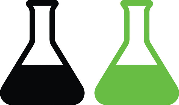 Comparison of an empty and filled laboratory erlenmeyer flask
