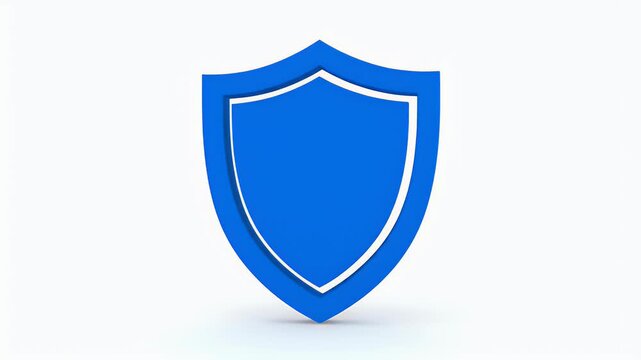 A vibrant blue shield icon is prominently displayed against a clean white background, symbolizing protection and security.