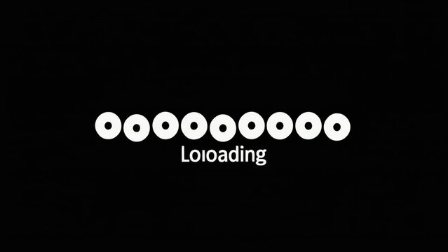 Animated loading screen with white circles on a black background, simple animation