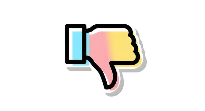 Colorful gradient thumbs down icon on black background