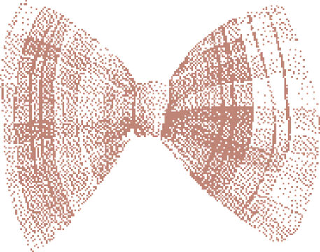 Abstract bow tie pattern with delicate dots against a white background