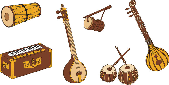 Indian Musical Instruments Collection sitar tabla