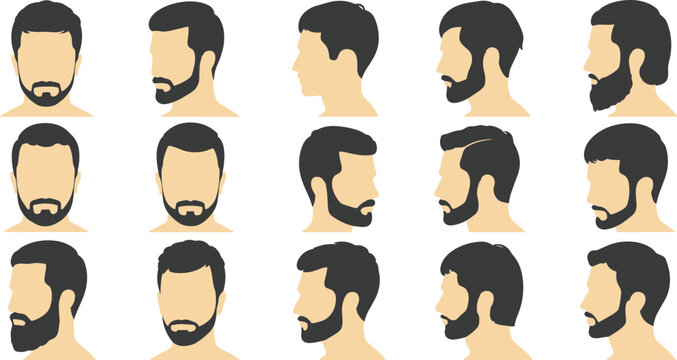 Diverse Male Beards and Hairstyles Collection vector