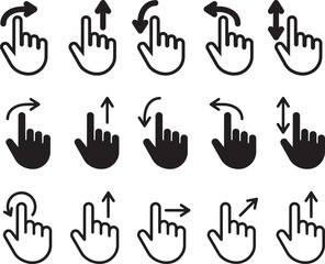 Fototapeta premium Set of touch screen gesture icons, hand swipe and tap signs