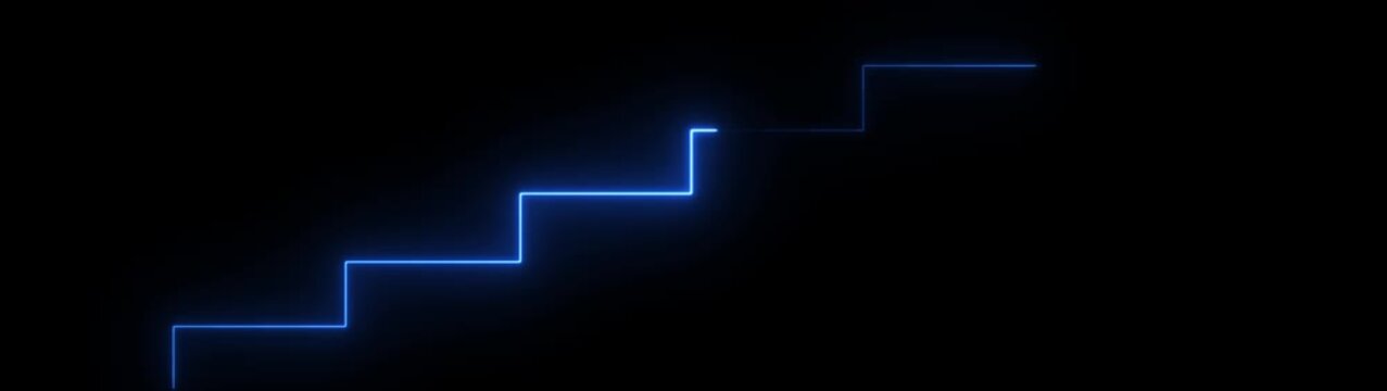 Glowing neon increase business graph arrow chart animation. Market Recovery Concept. Successful growth trend Green line graph going Up.