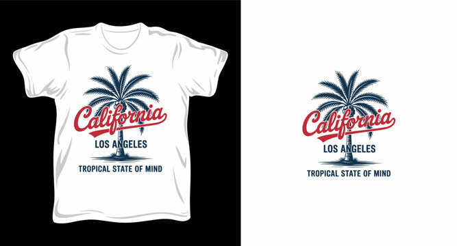 California Los Angeles palm tree tropical state of mind summer travel vacation graphic t shirt print.