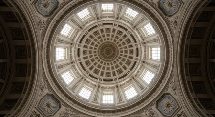 Obraz premium Architectural interior detailed circular ceiling with geometric patterns