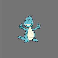 Blue cartoon dinosaur giving thumbs up. © @Three