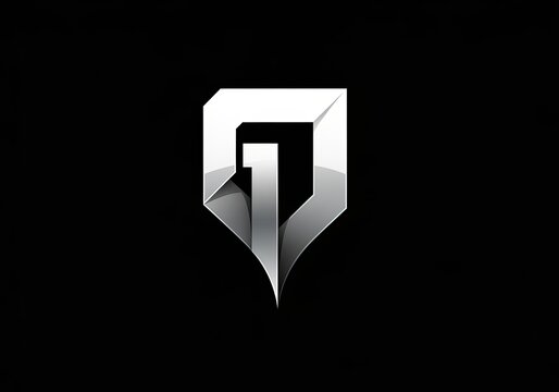 3D silver metallic letter G shield on black background