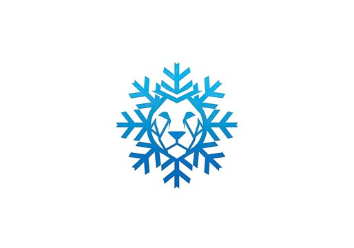 Blue lion head and snowflake logo on white background