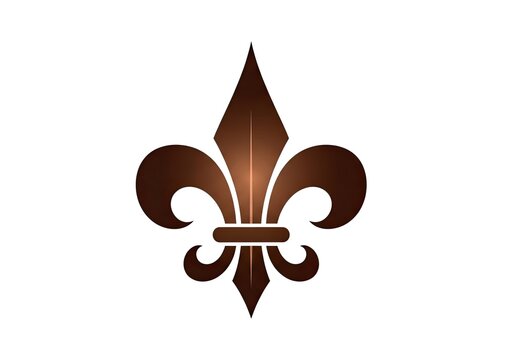 Bronze fleur de lis symbol isolated on white background