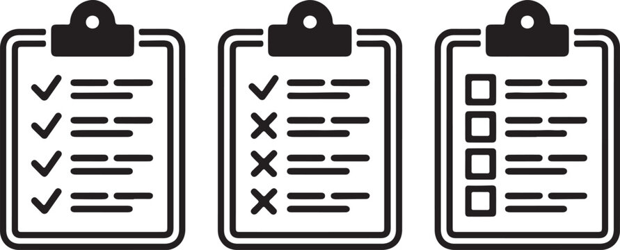 Three Clipboards with Different Checklist Statuses Keywords: checklist, clipboard, task, to-do
