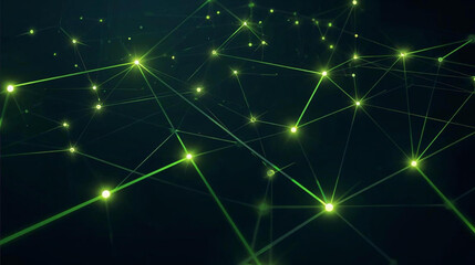 Fototapeta premium interconnected network of glowing green lines and dots on a dark background