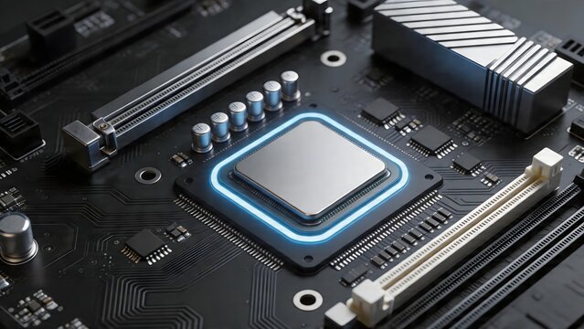 Closeup of a computer motherboard