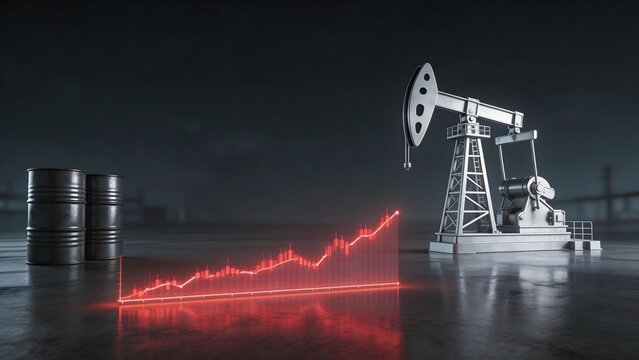 Oil pump and rising graph