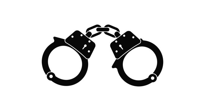 handcuffs in black silhouette on white background silhouette high quality professional