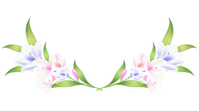 White freesia floral arrangement for wedding invitation.