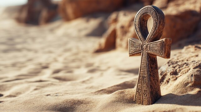 Ancient Symbol on Desert Sand Dunes
