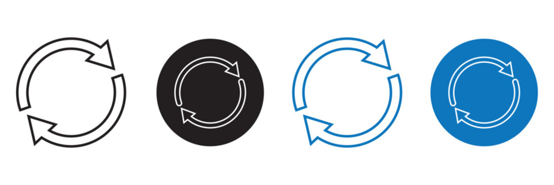 Circle arrow icon set. refresh reload arrow symbol. Recycle, Repeat reload icons set. round arrow.