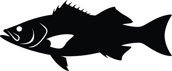 Fototapeta premium Black fish silhouette vector graphic isolated on a white background