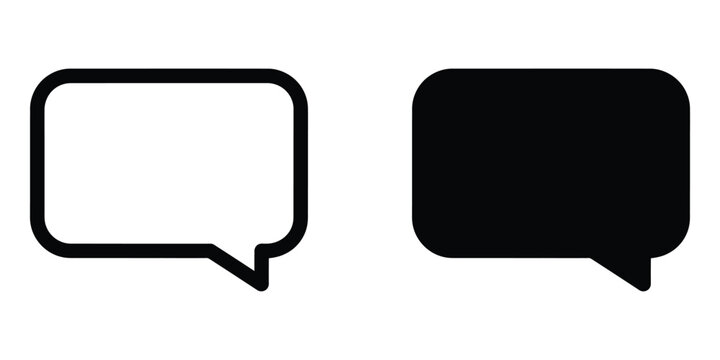 Visual representation of speech bubble designs contrasting empty and filled formats for communication graphics Vector Contact Icons