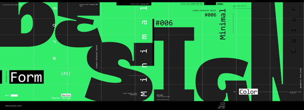 Bold and modern graphic design featuring large typography and a striking color palette. The layout emphasizes minimalism and balance, creating a visually engaging composition.