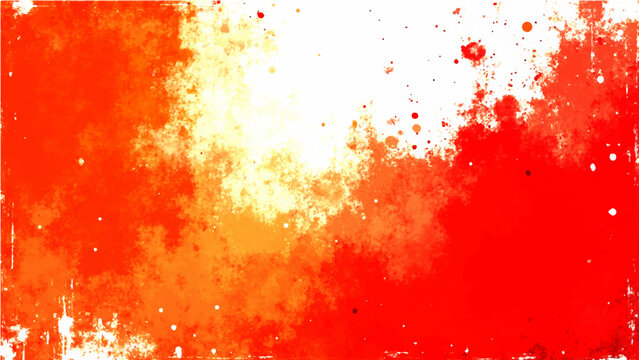 Abstract Vector Fiery art illustration with splashes and blots vibrant color palette of red and orange hues with stains and blurred effect.