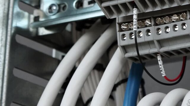 Marking electrical wiring wires with thermally printed nylon tape. 