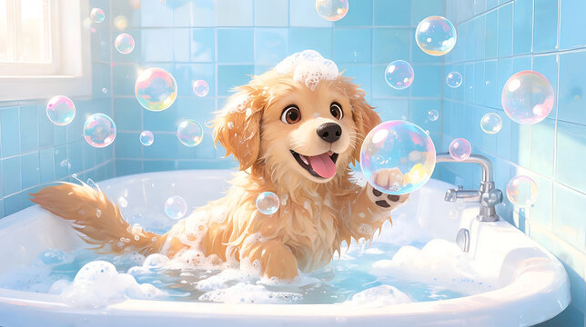 Playful Puppy Bath Time Fun