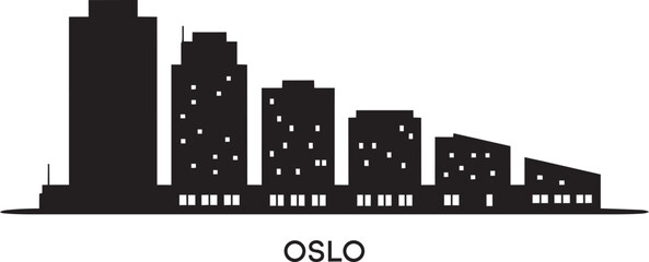 Obraz premium Oslo skyline vector illustration with silhouetted buildings and city lights with city view modern