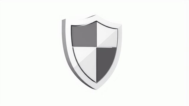 A sleek, stylized silver shield icon is presented against a clean white background, conveying a sense of protection and security.