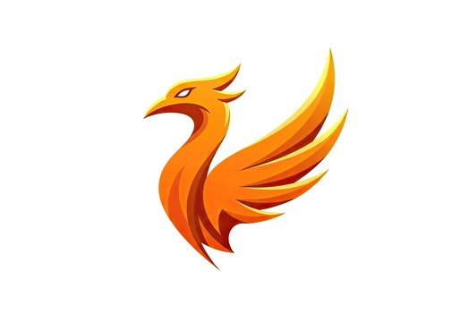 Modern orange and gold phoenix bird mascot logo design