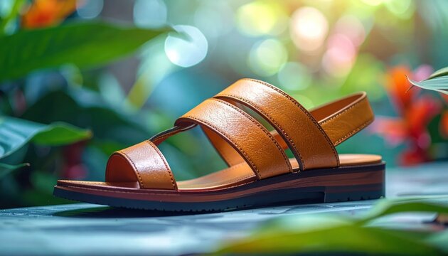 Stylish Brown Leather Mens Sandal Outdoors.