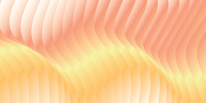 Artistic abstract background with a warm color gradient and rhythmic wavy ribbon patterns.