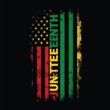 Juneteenth t shirt design patriotic american flag with 'juneteenth' text freedom day