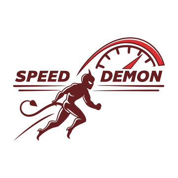 Speed Demon Speedometer Logo - Automotive Racing and Fast Performance