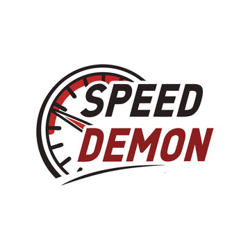 Speed Demon Speedometer Logo - Automotive Racing and Fast Performance