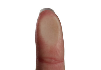 Human fingertip close up with smooth skin, finger pad isolated on transparent background PNG © ELKAHLAOUI