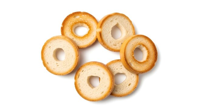 stack of golden glazed donuts with hole center on white background minimalist food photography